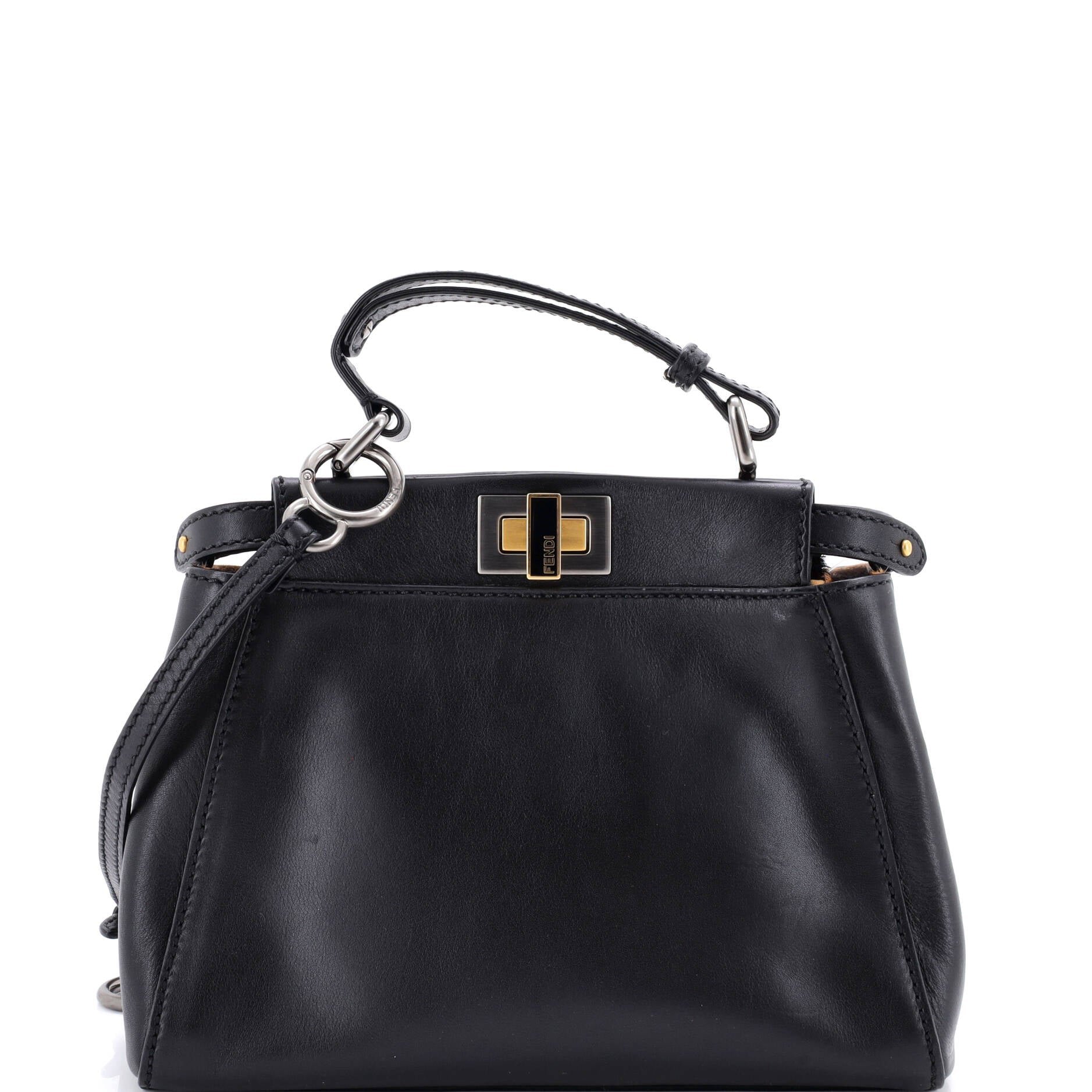 Fendi Peekaboo Bag Leather with Calf Hair Interior Mini