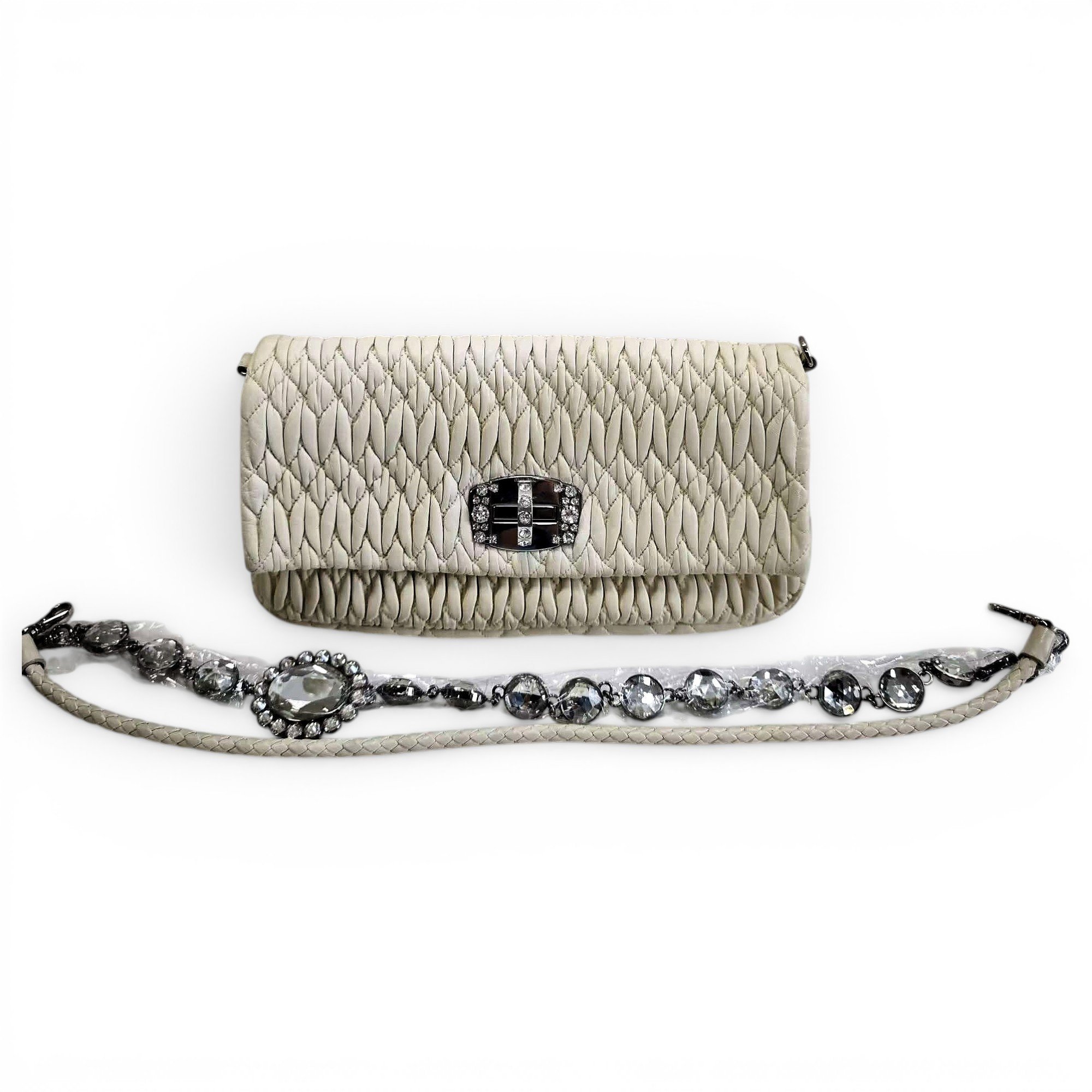 Miu Crystal leather handbag