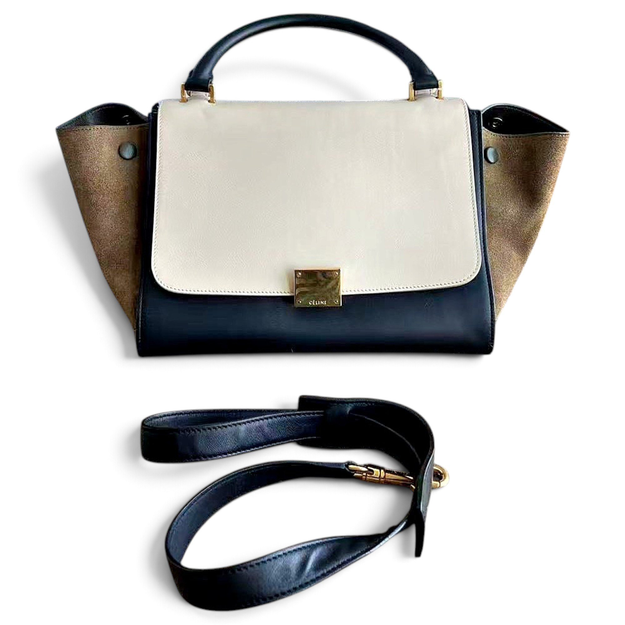 Trapèze leather handbag