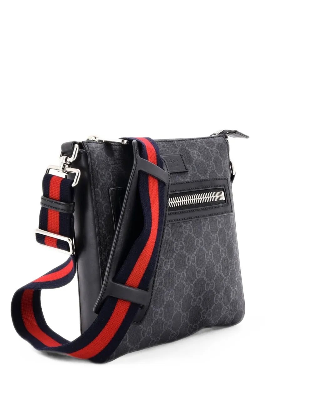Web Strap Front Zip Messenger Bag GG Coated Canvas Small crossbody bag