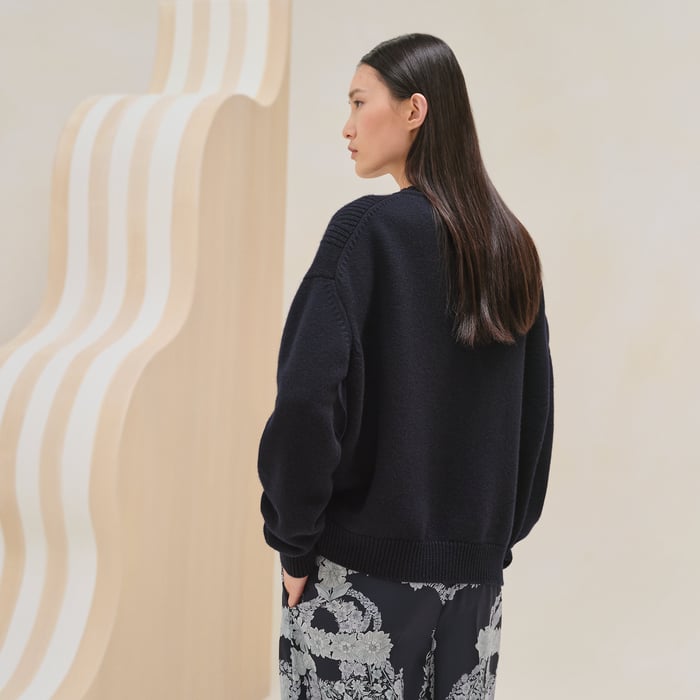 Bleu Noir Cashmere Long-sleeve Sweater