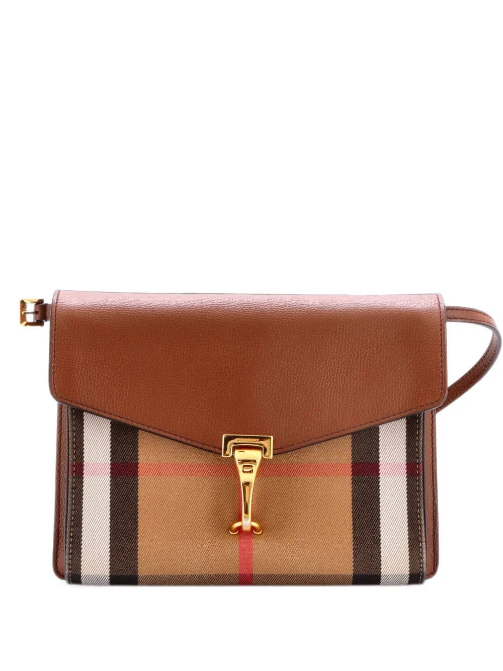 Macken Leather and House Check Canvas Small crossbody bag