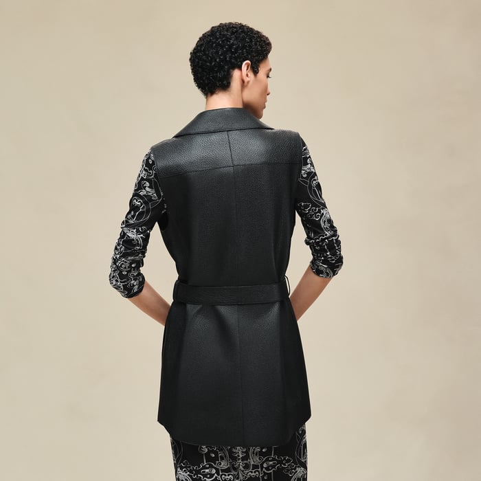 Noir Belted Long Vest