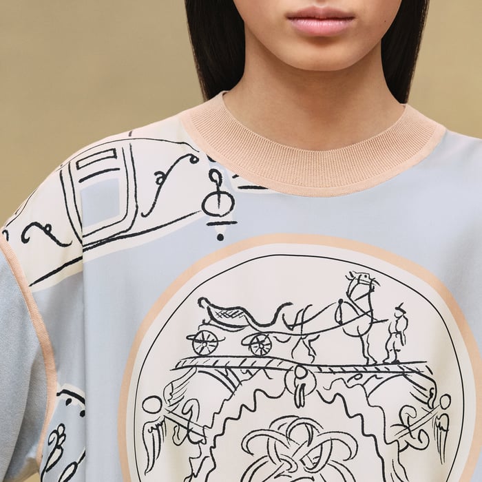Gris Paruline "Ex-libris a Main Levee" Long-sleeve Twillaine Sweater