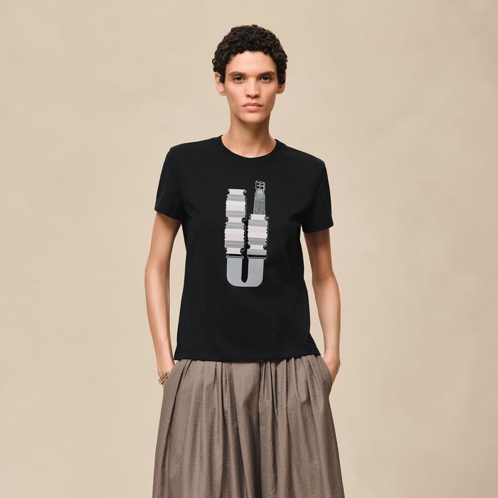 Noir Printed Straight T-shirt