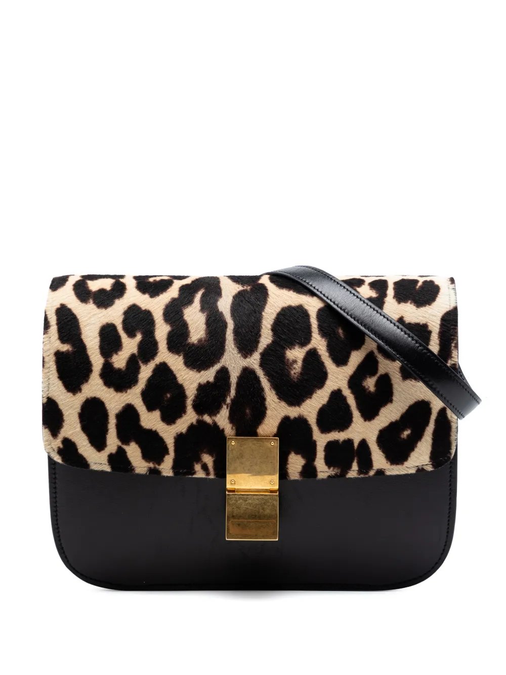 2012 Medium Calfskin and Leopard Print Pony Hair Classic Box crossbody bag