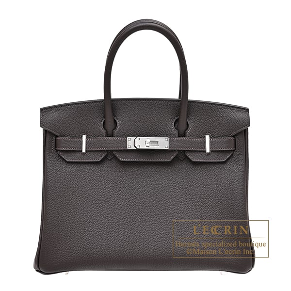 Hermes Birkin bag 30 Bai brun Togo leather Silver hardware