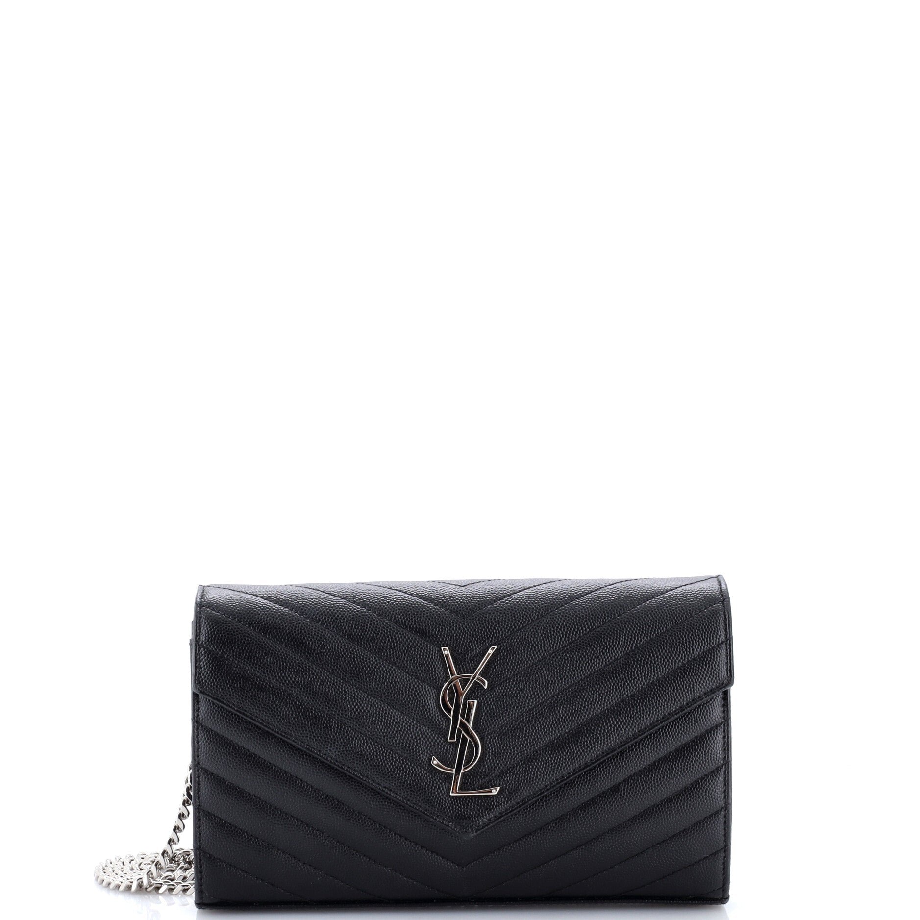 Classic Monogram Wallet on Chain Matelasse Chevron Leather Medium