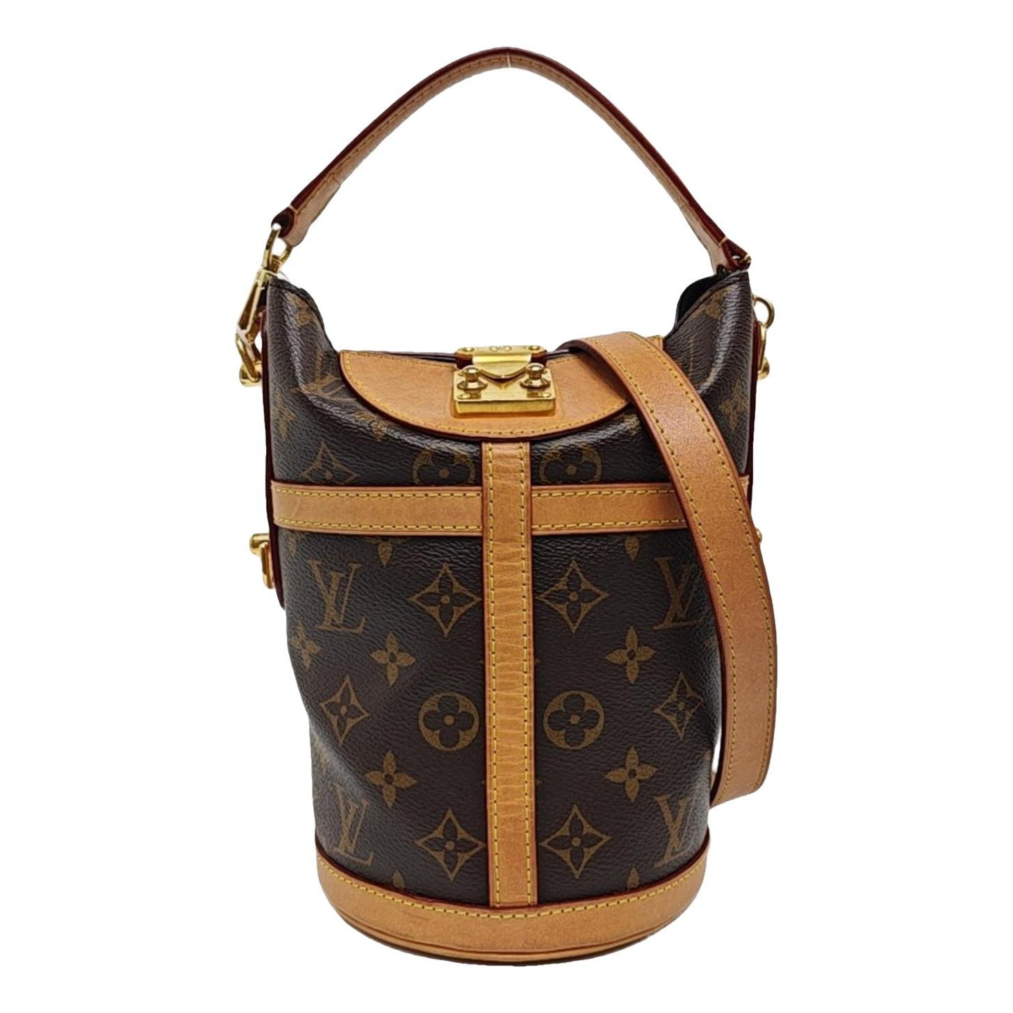 Duffle leather handbag