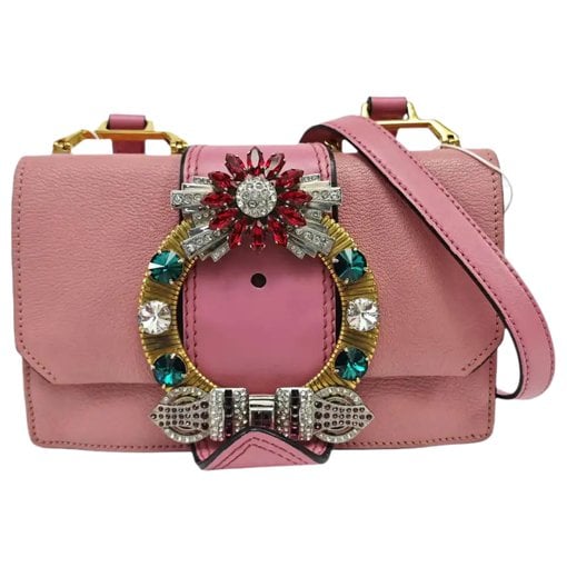 Miu Lady leather crossbody bag