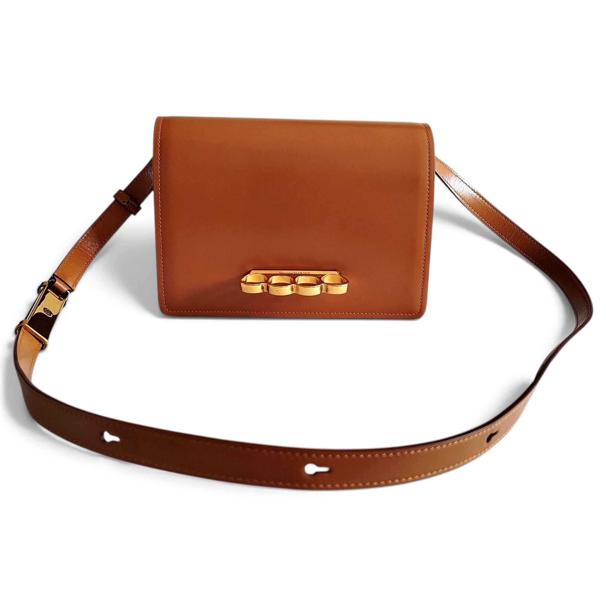 Knuckle leather crossbody bag