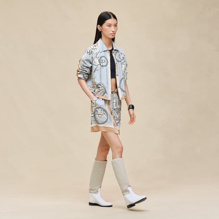 Gris Paruline "Ex-libris a Main Levee" Buttoned Skirt