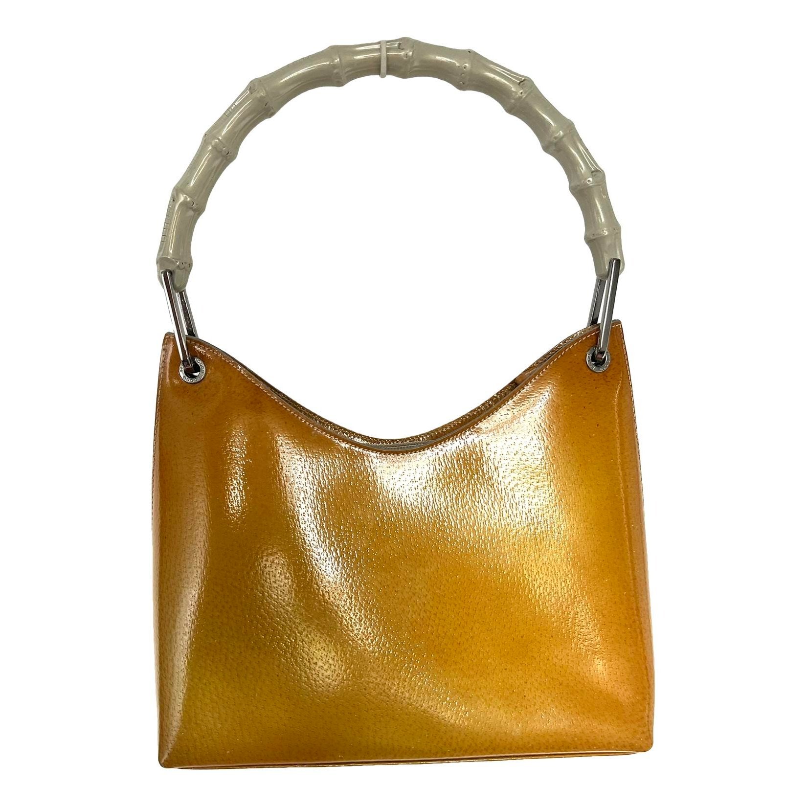 Bamboo Top Handle patent leather handbag