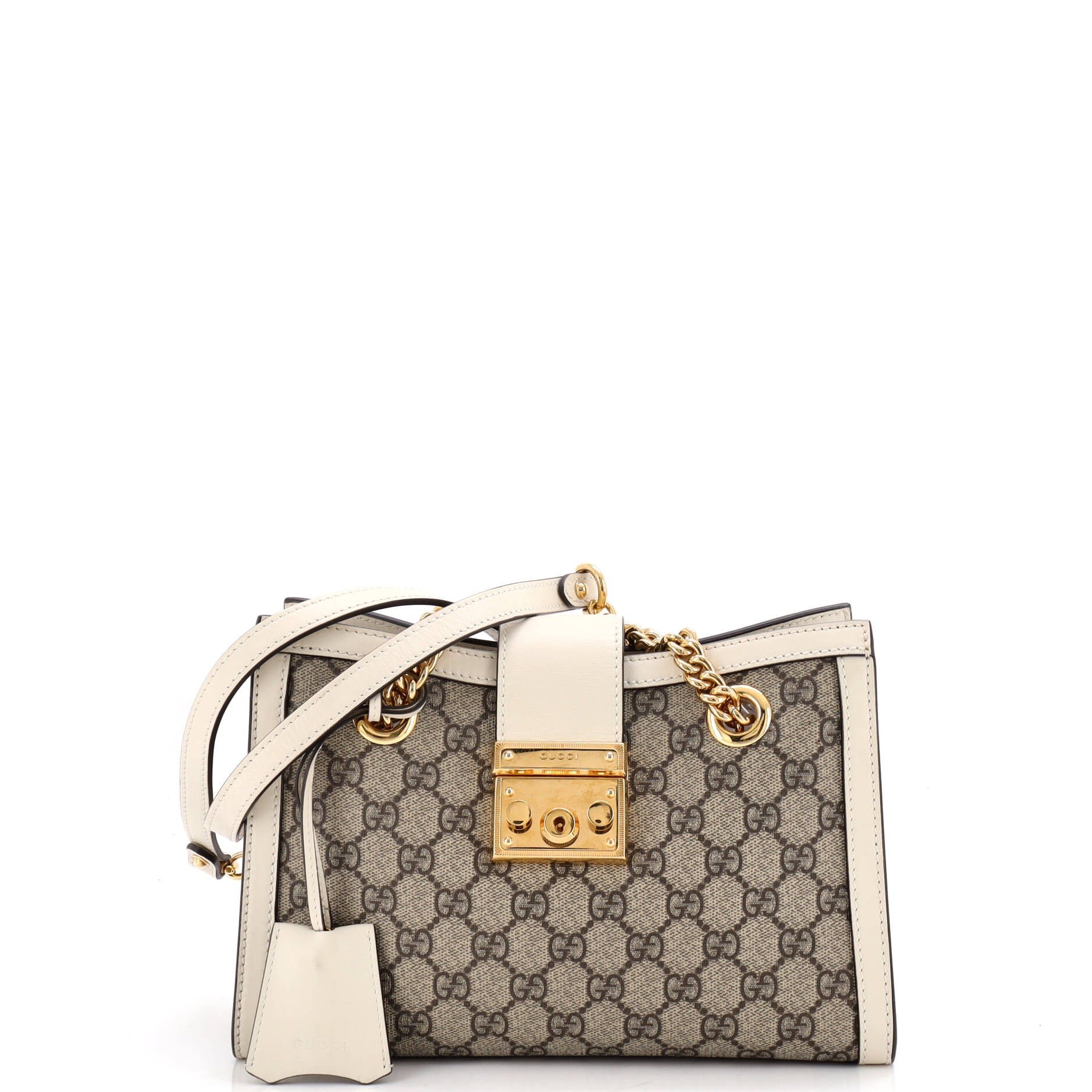 Padlock Chain Tote GG Coated Canvas with Leather Small