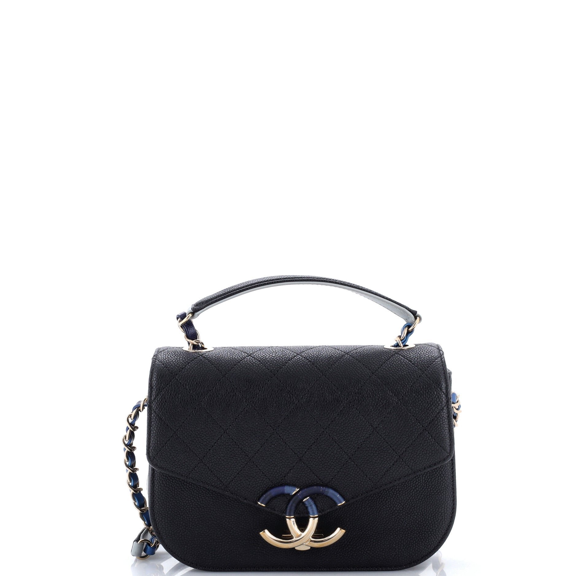Thread Around Flap Bag Quilted Caviar Small
