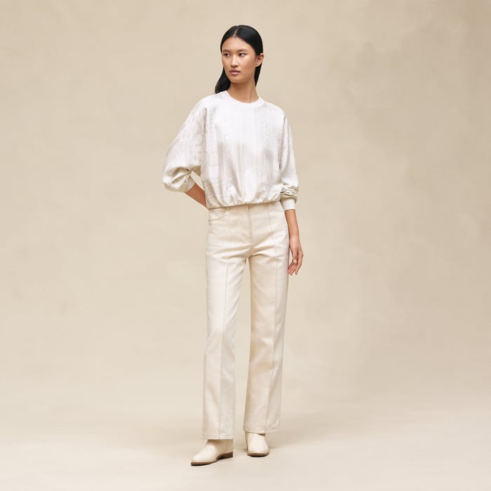 Blanc Tulle "Porte-bonheur Bandana" Long-sleeve Sweater