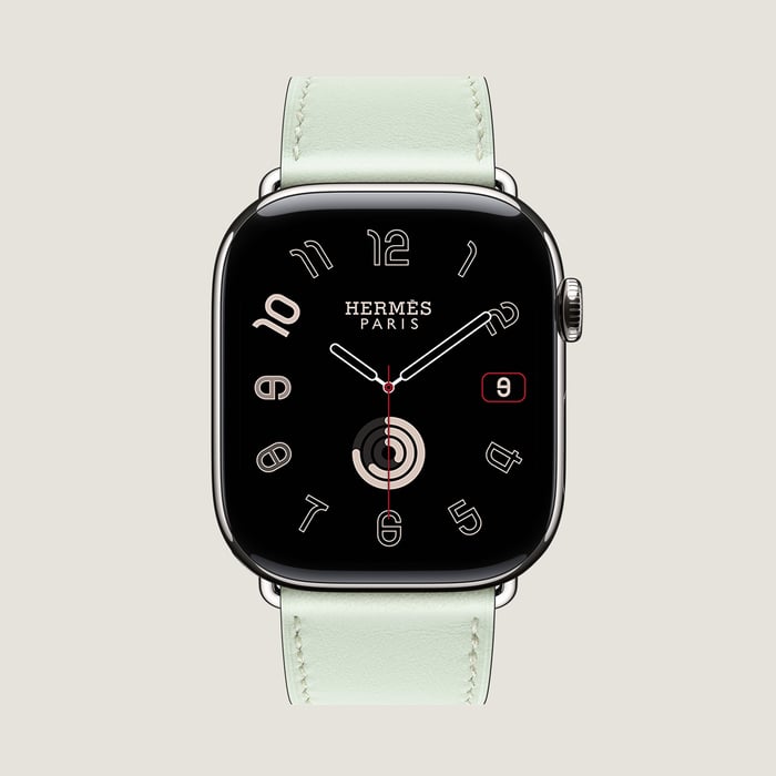 Vert Peppermint Band Apple Watch Hermès Single Tour 46 MM