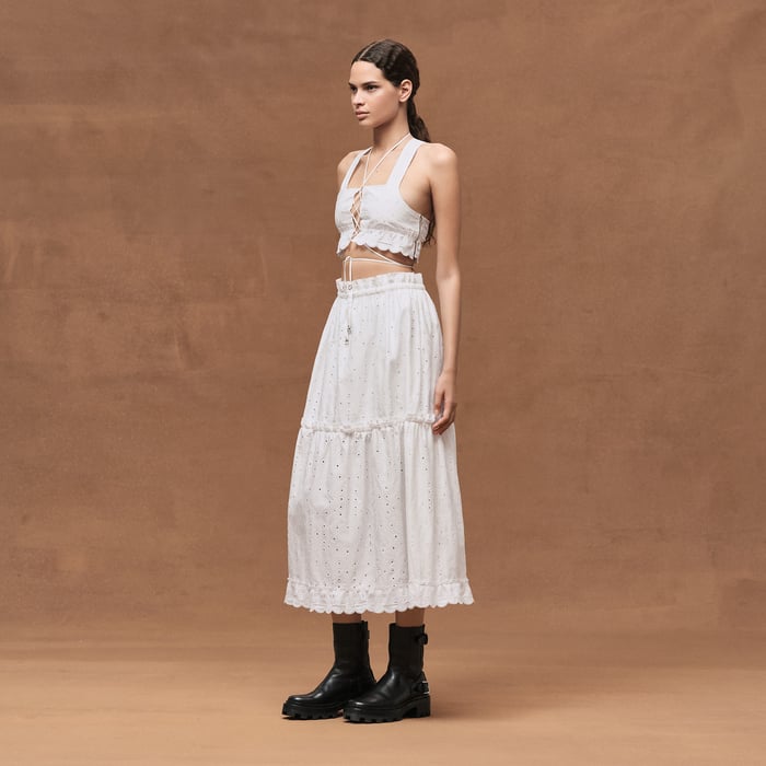 Blanc Embroidered Skirt