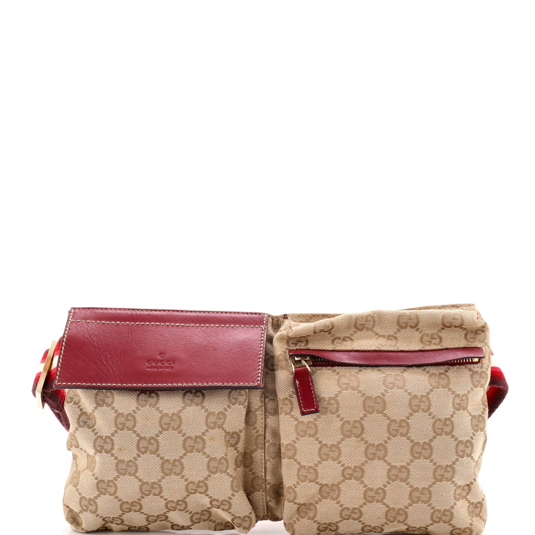 Vintage Double Belt Bag GG Canvas with Leather