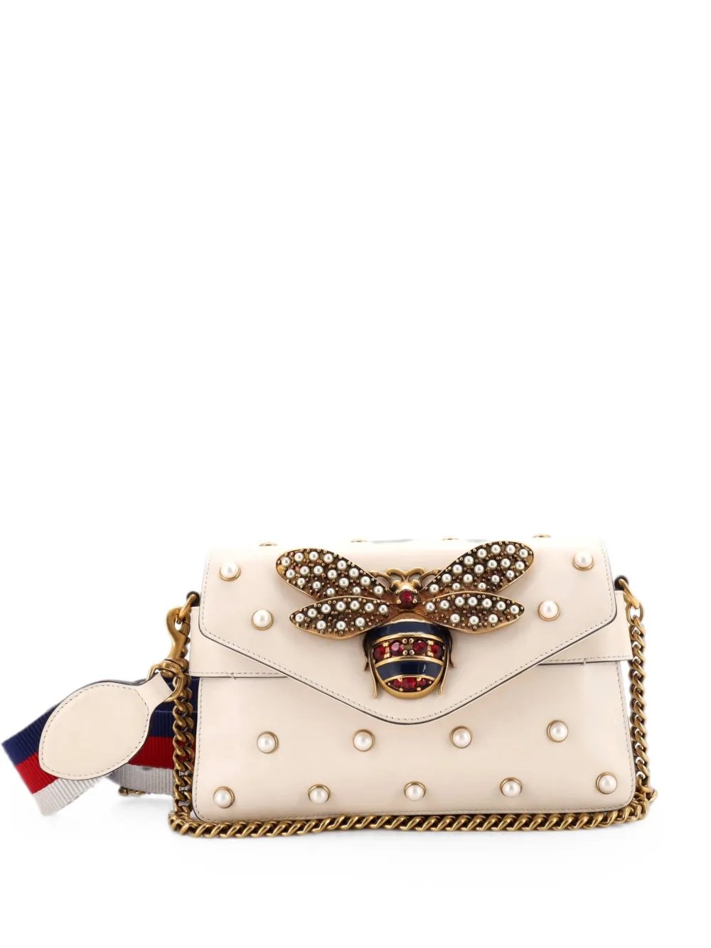 Broadway Pearly Bee Embellished Leather Mini shoulder bag