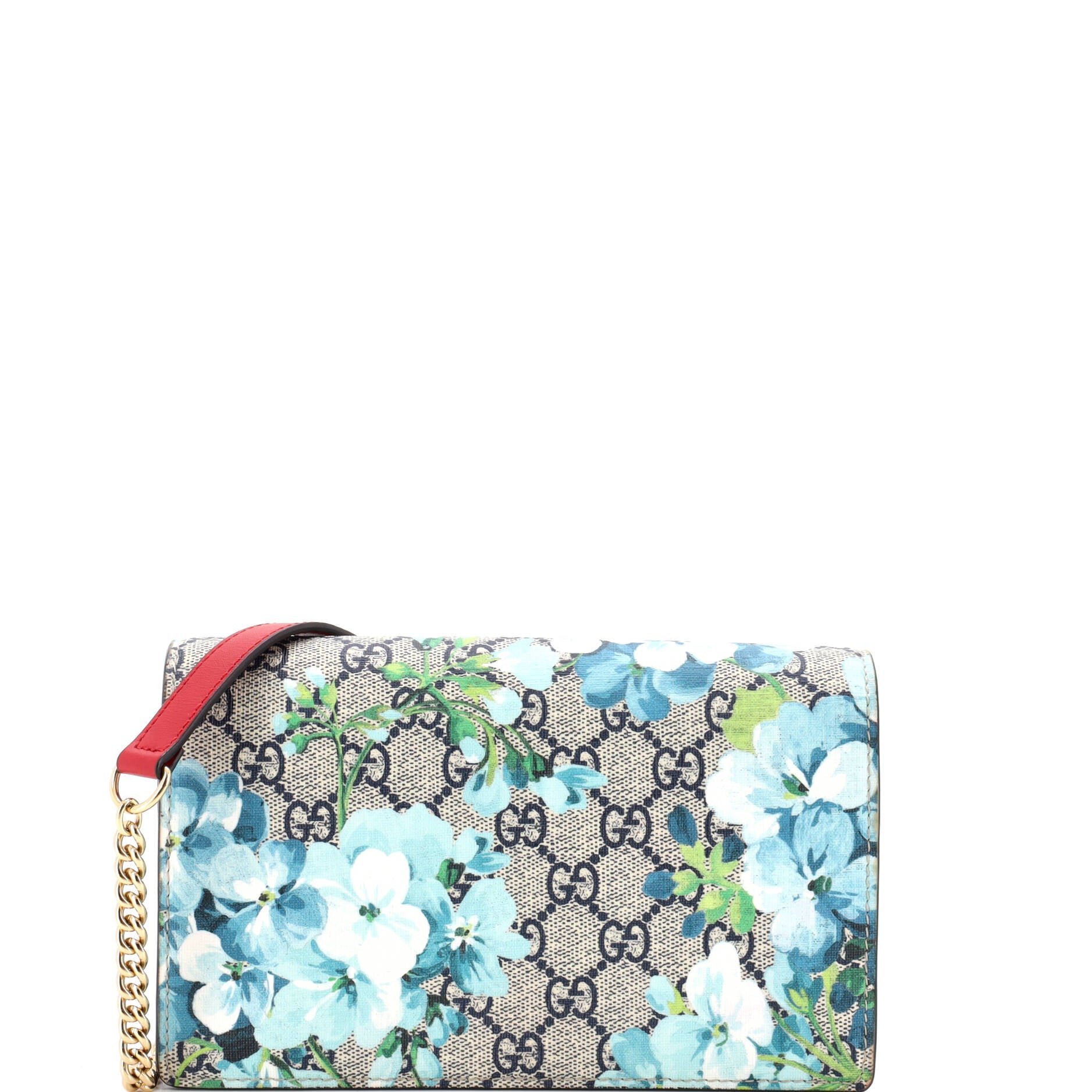 Chain Wallet Blooms Print GG Coated Canvas