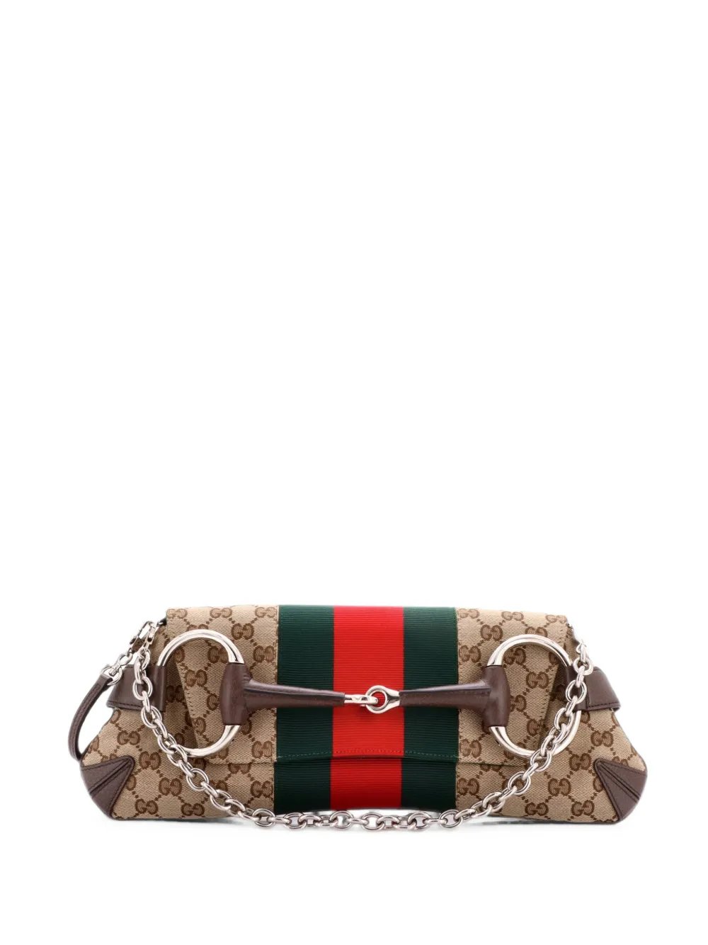 Horsebit NM Web Chain Clutch GG Canvas Medium shoulder bag