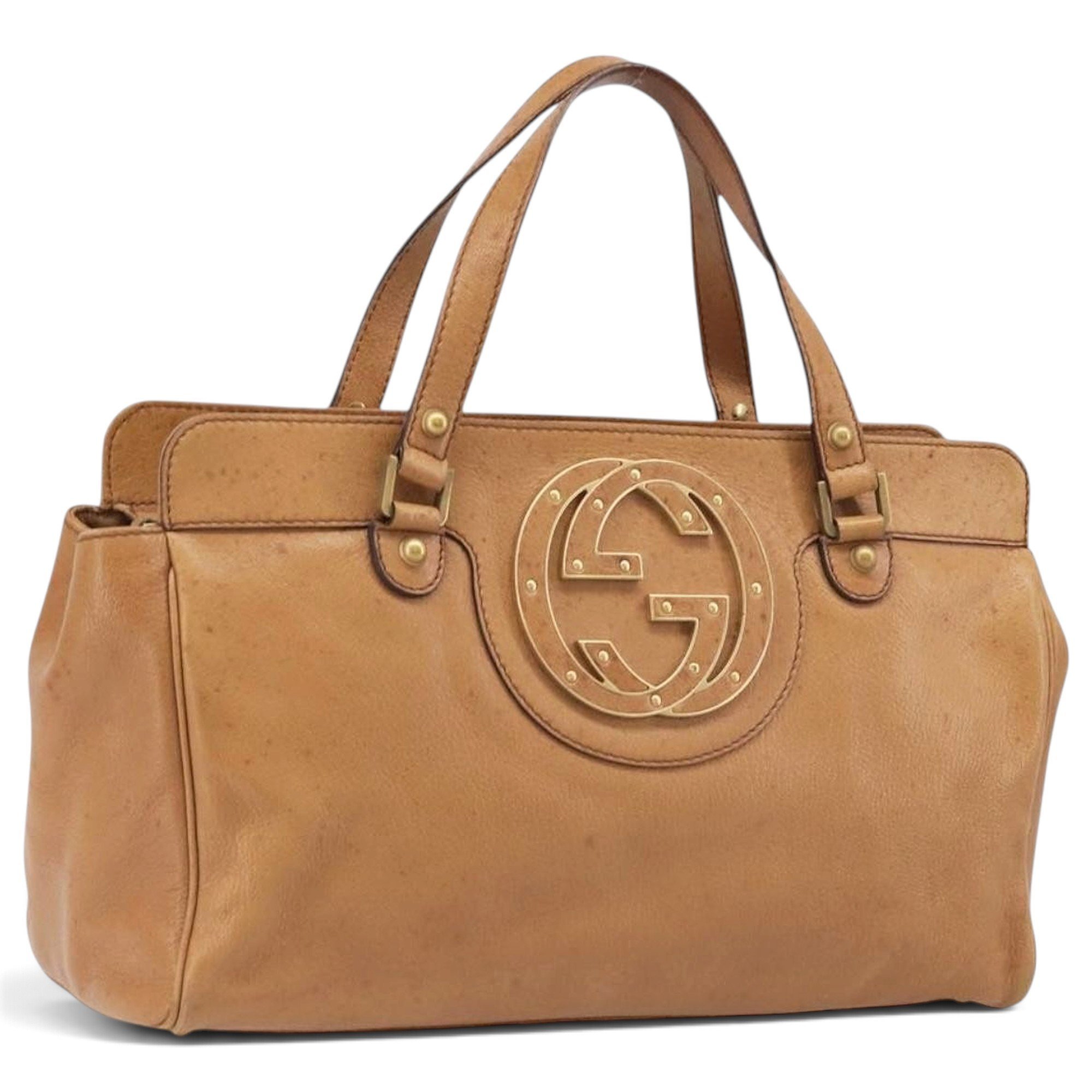 Interlocking leather handbag