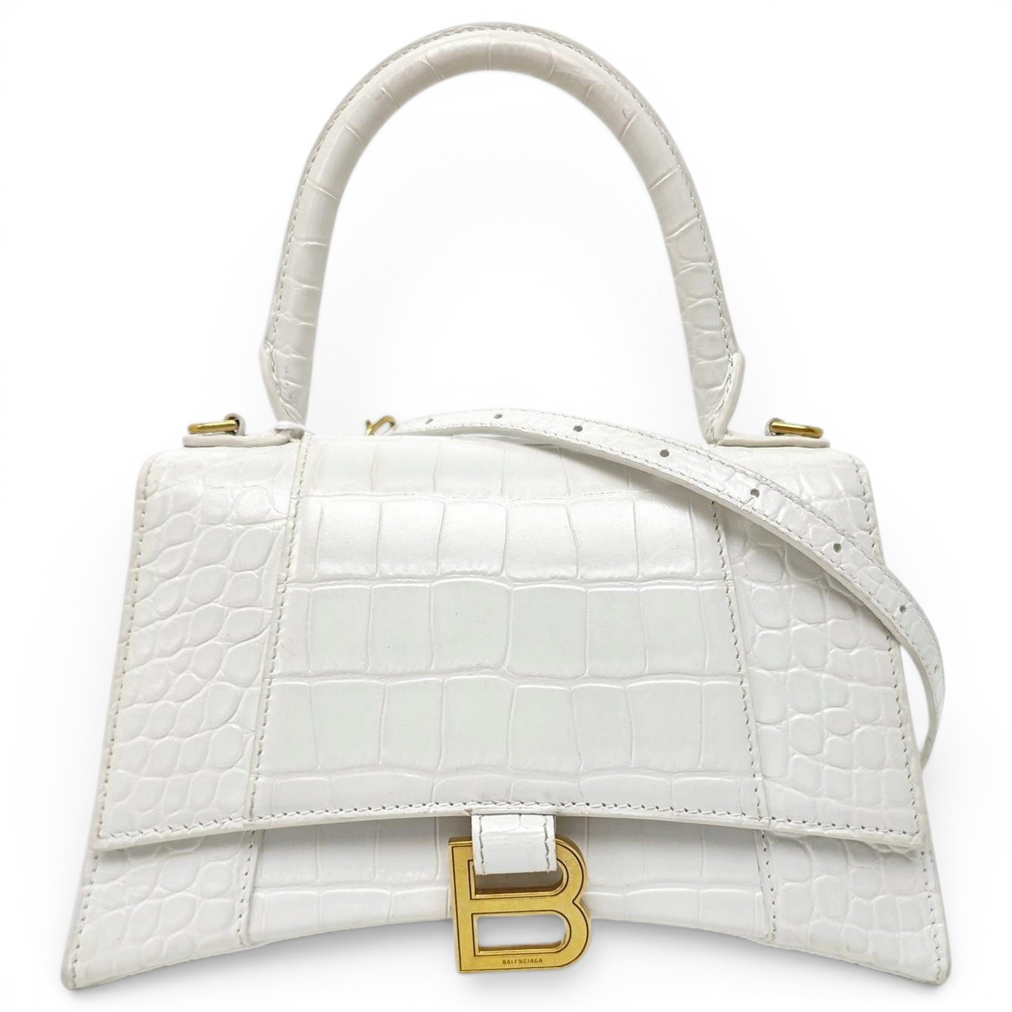 Hourglass leather handbag