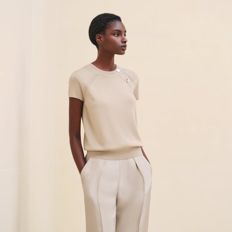 Short-sleeve cashmere sweater