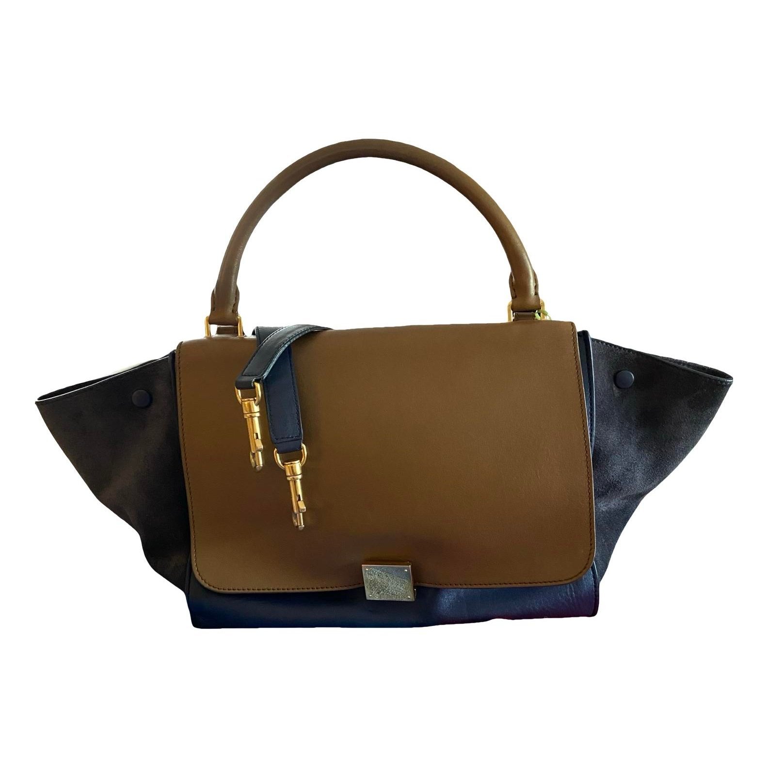 Trapèze leather handbag