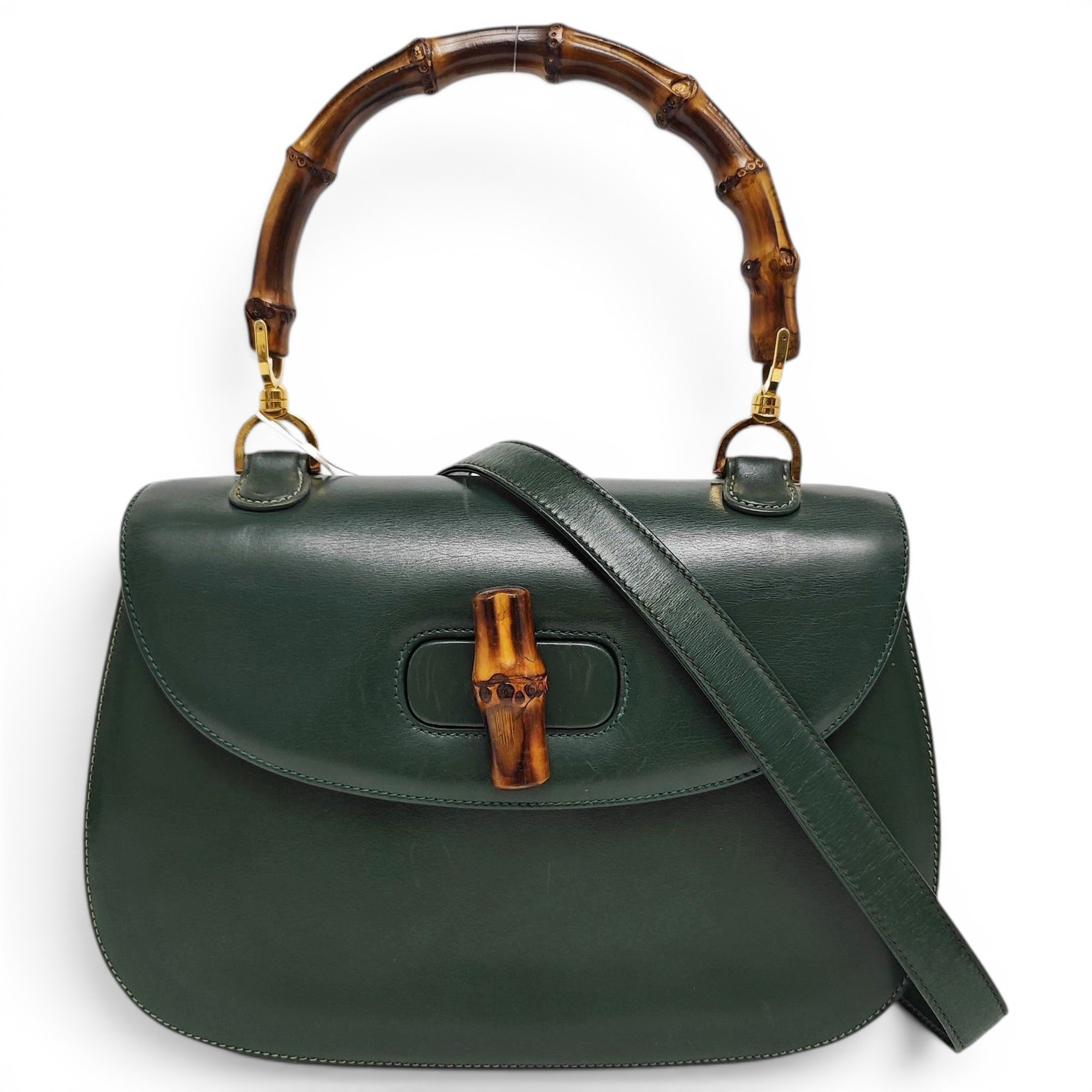 Convertible Bamboo Top Handle leather handbag
