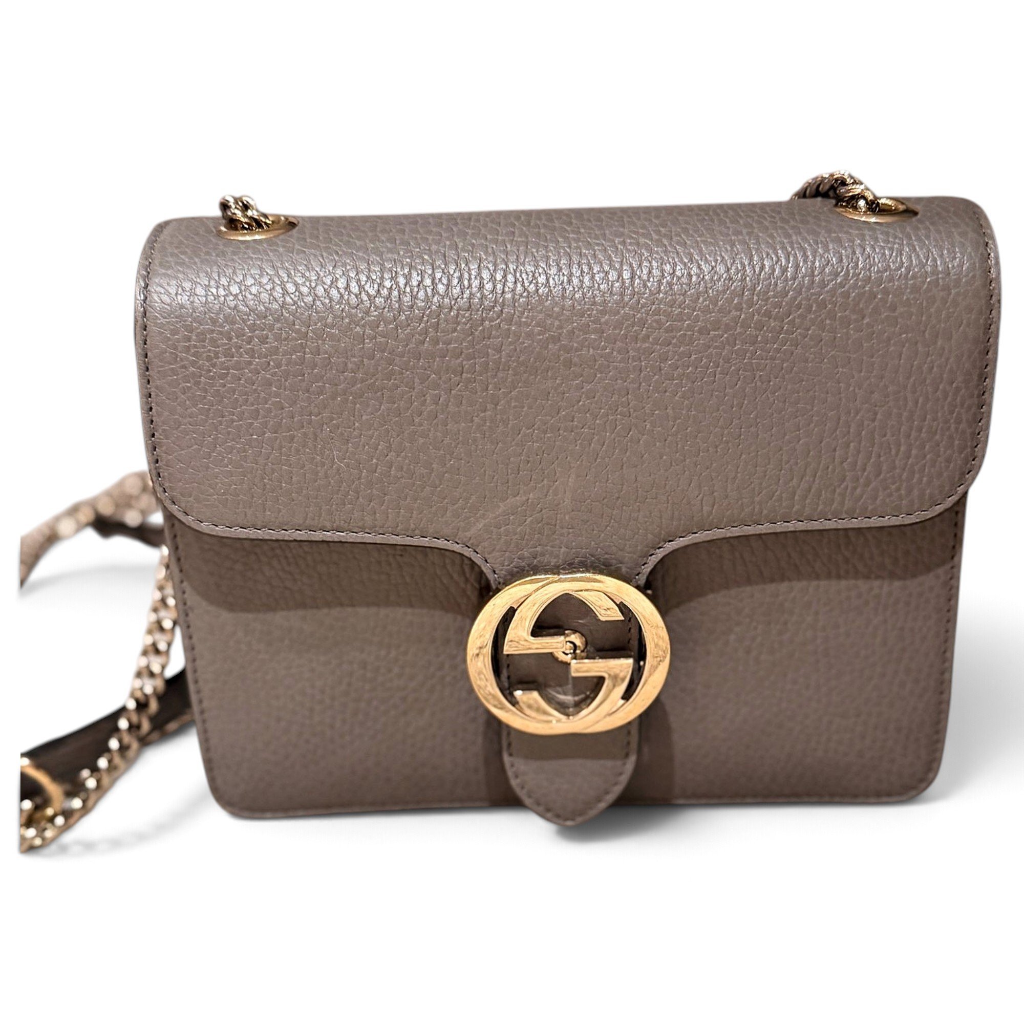 Interlocking leather handbag