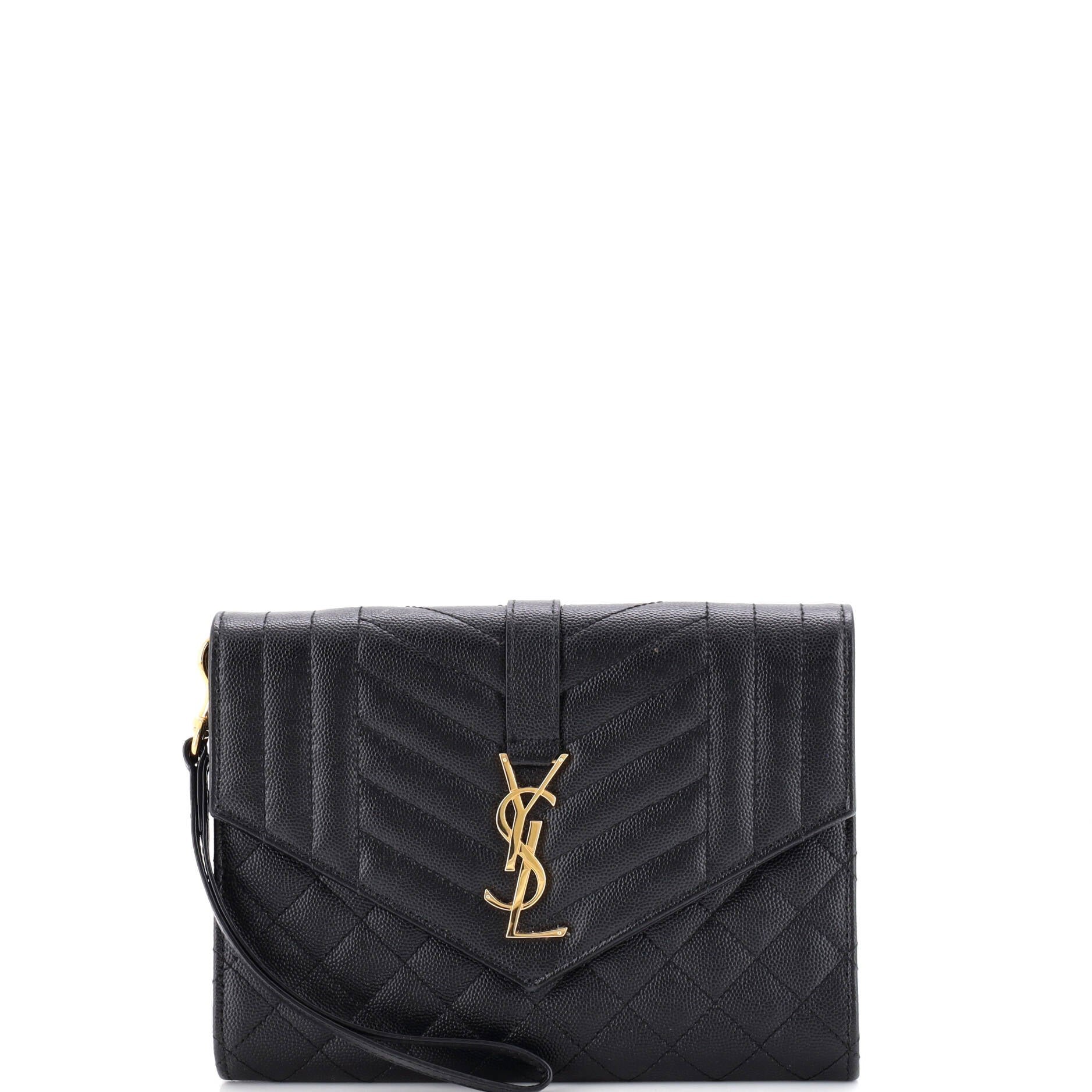 Classic Monogram Envelope Wristlet Clutch Mixed Matelasse Leather