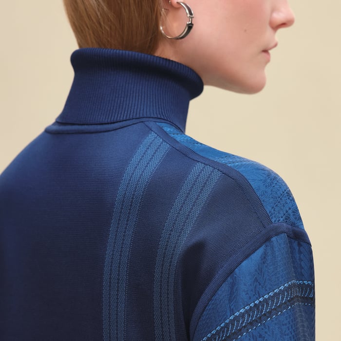 Bleu Encre "Dressage Tressage" Long-sleeve Twillaine Sweater