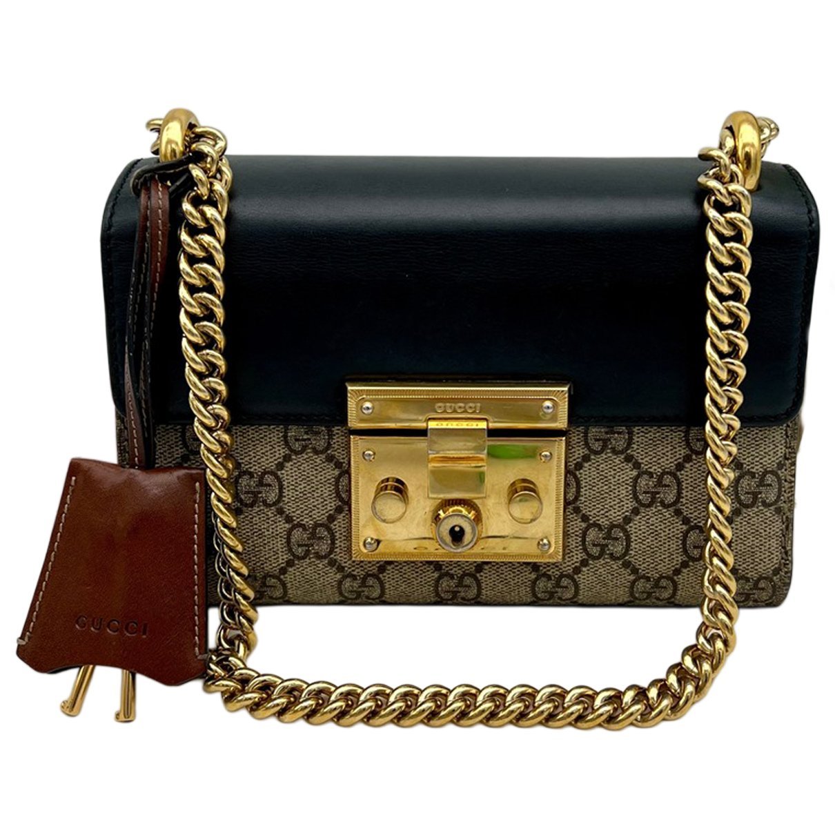 Padlock leather handbag