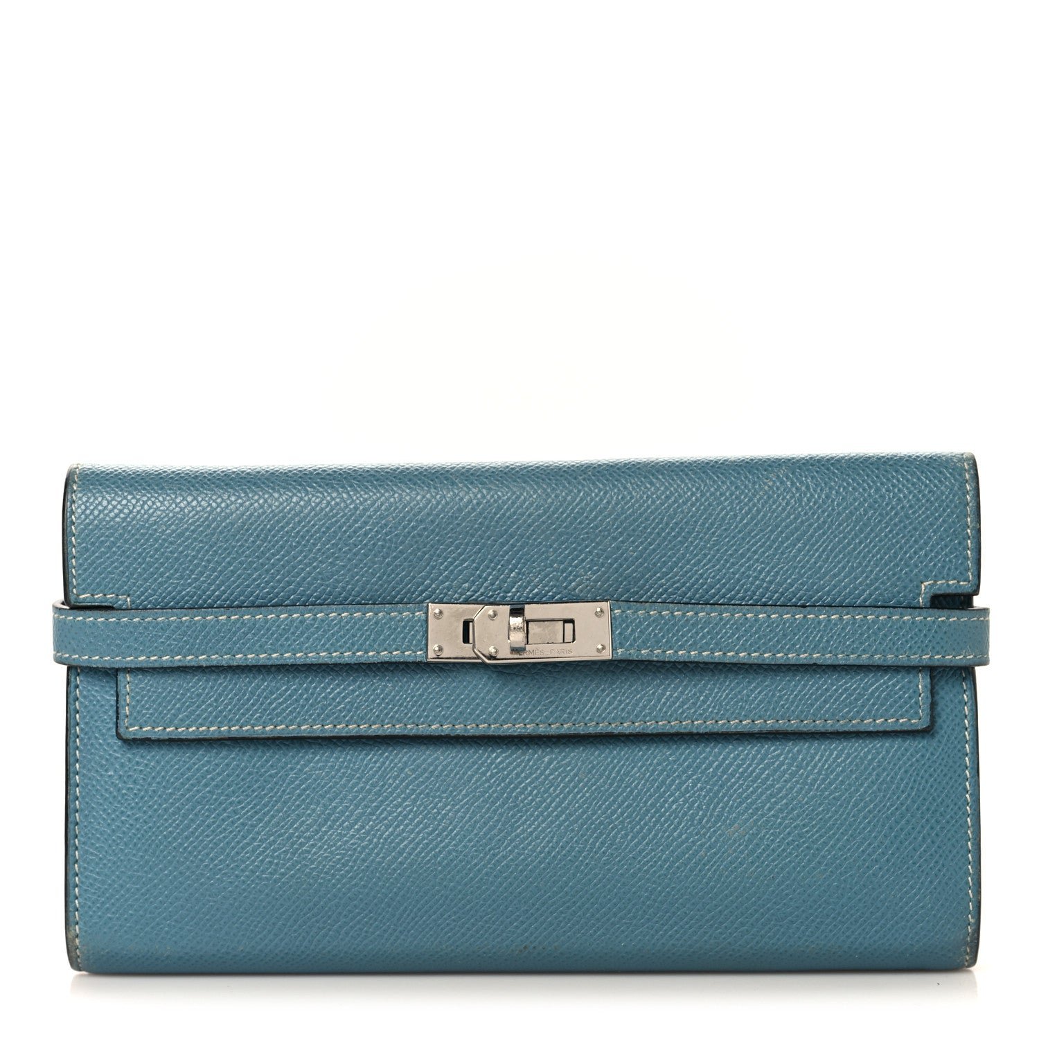 Hermes Hermes Epsom Kelly Longue Wallet Blue Jean