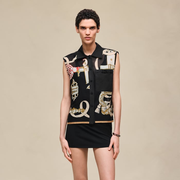 Noir "Ferronnerie Remix" Sleeveless Beach Shirt