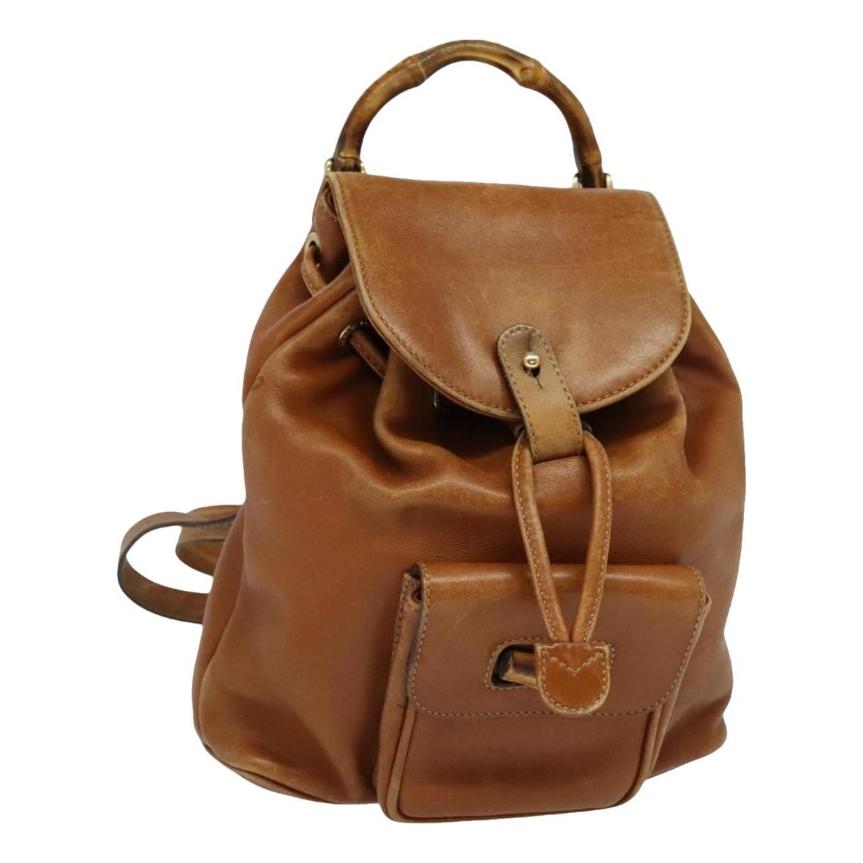 Bamboo Tassel Oval leather backpack