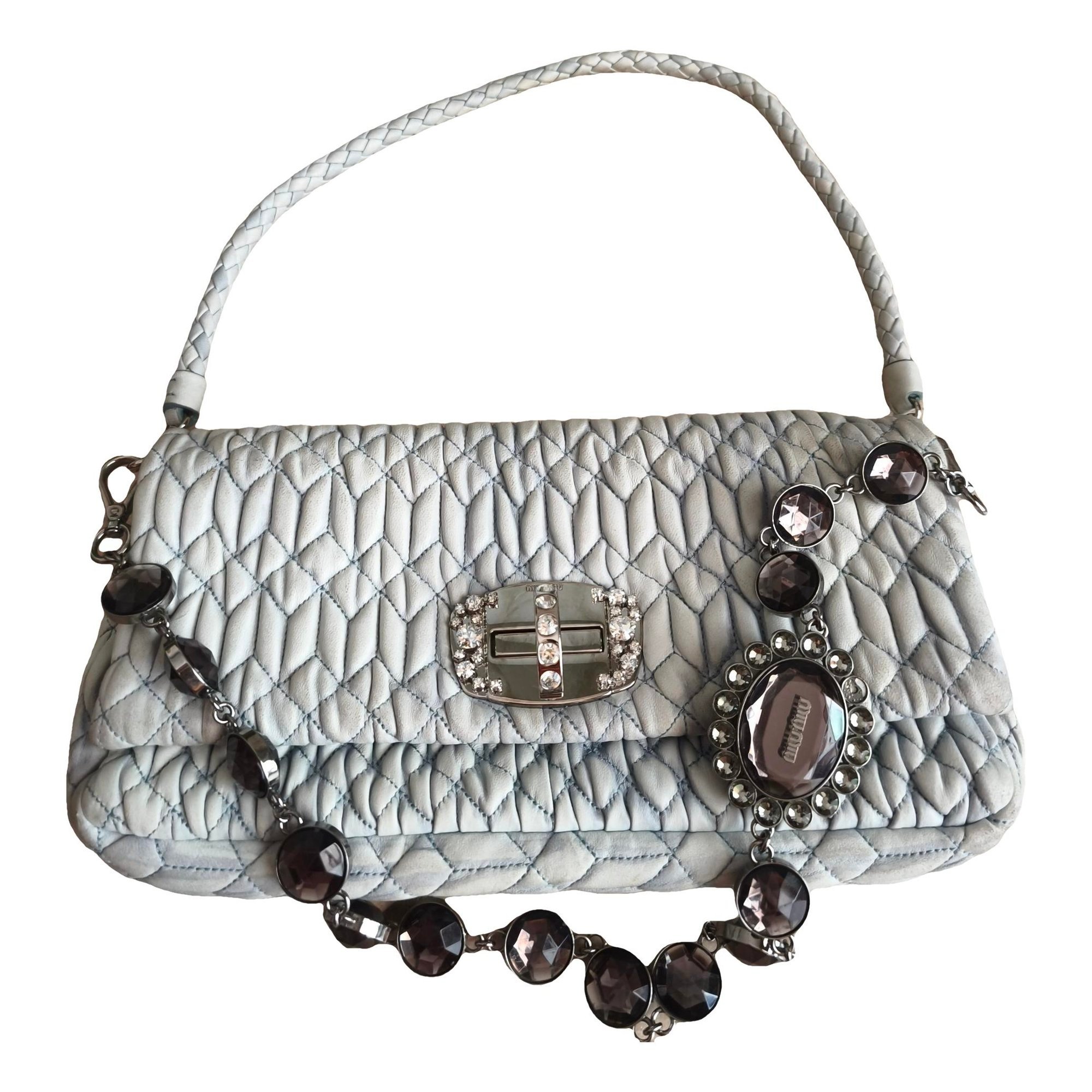 Miu Crystal leather handbag