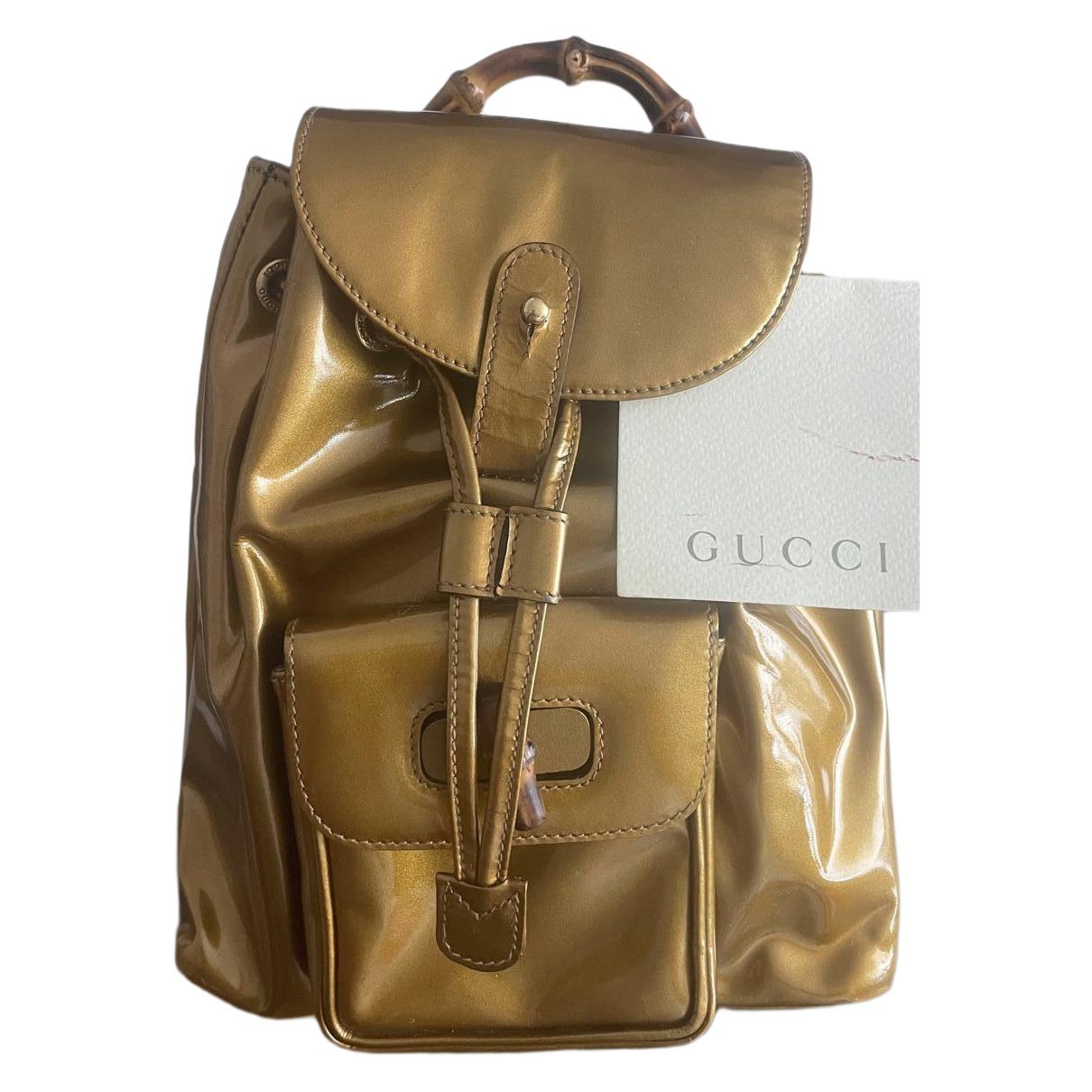 Bamboo Tassel Oval leather backpack