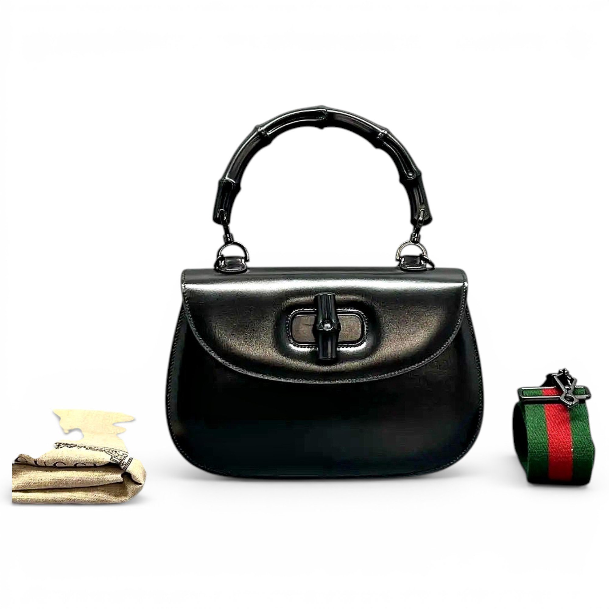 Convertible Bamboo Top Handle leather handbag