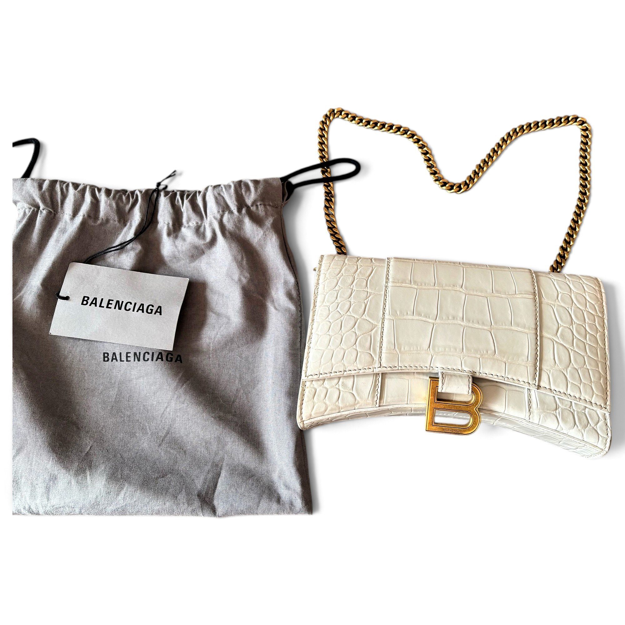 Hourglass leather handbag