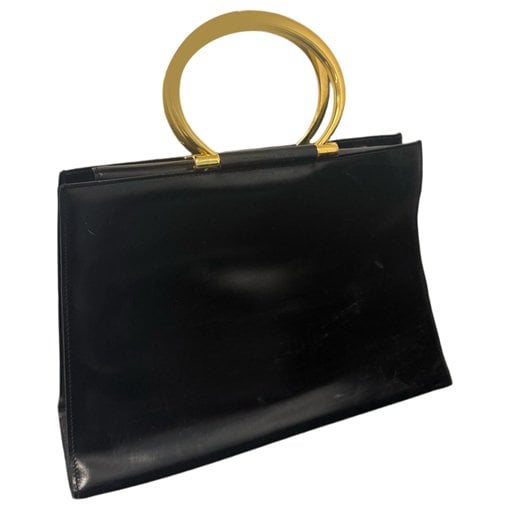 Clasp leather handbag