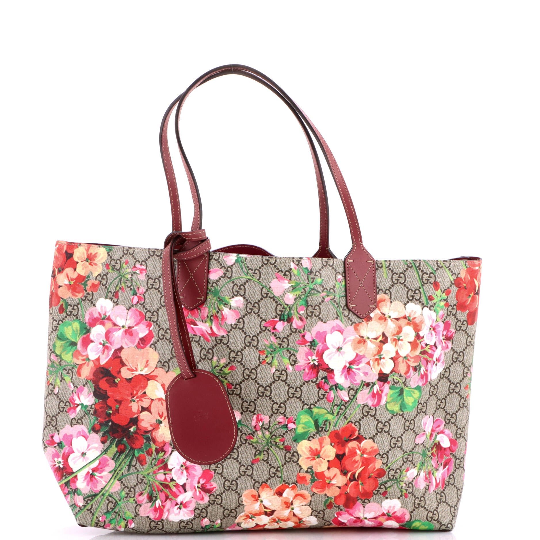 Reversible Tote Blooms GG Print Leather Medium