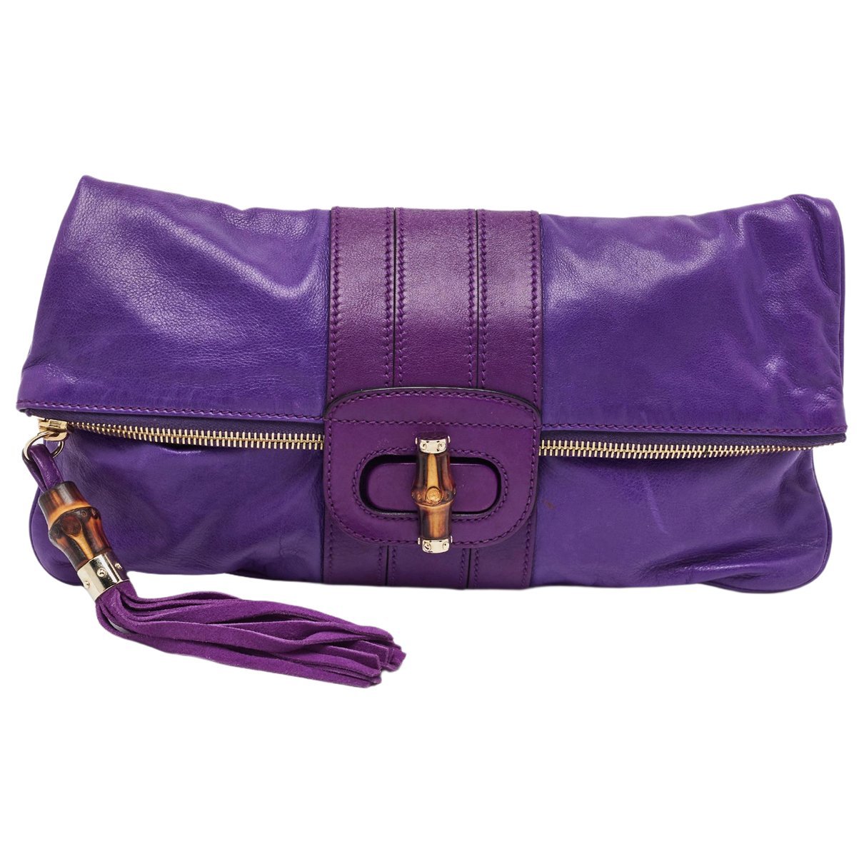 Bamboo leather clutch bag