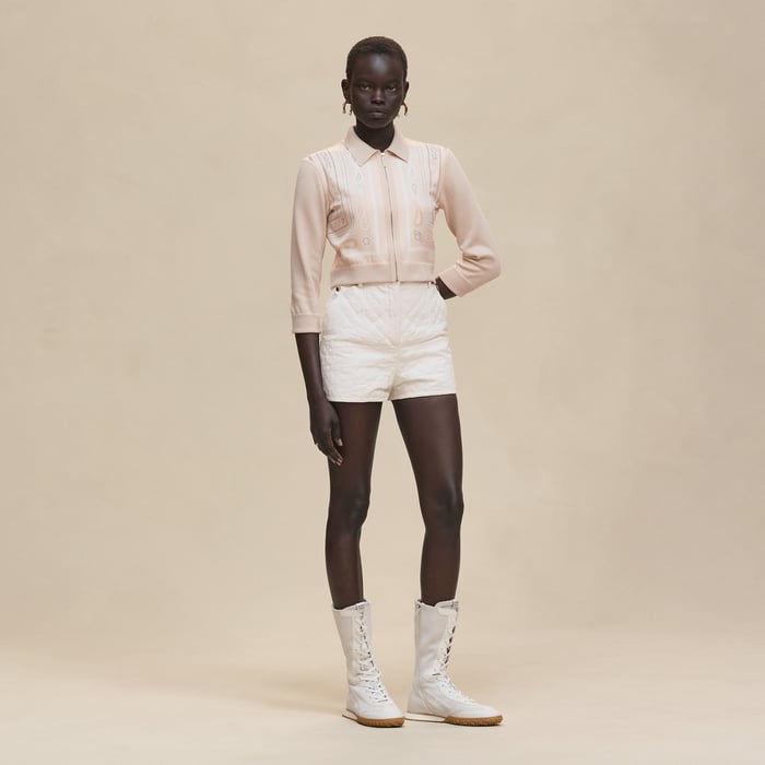 Blanc Perle "Candy Libris Bandana" Zipped Twillaine Jacket