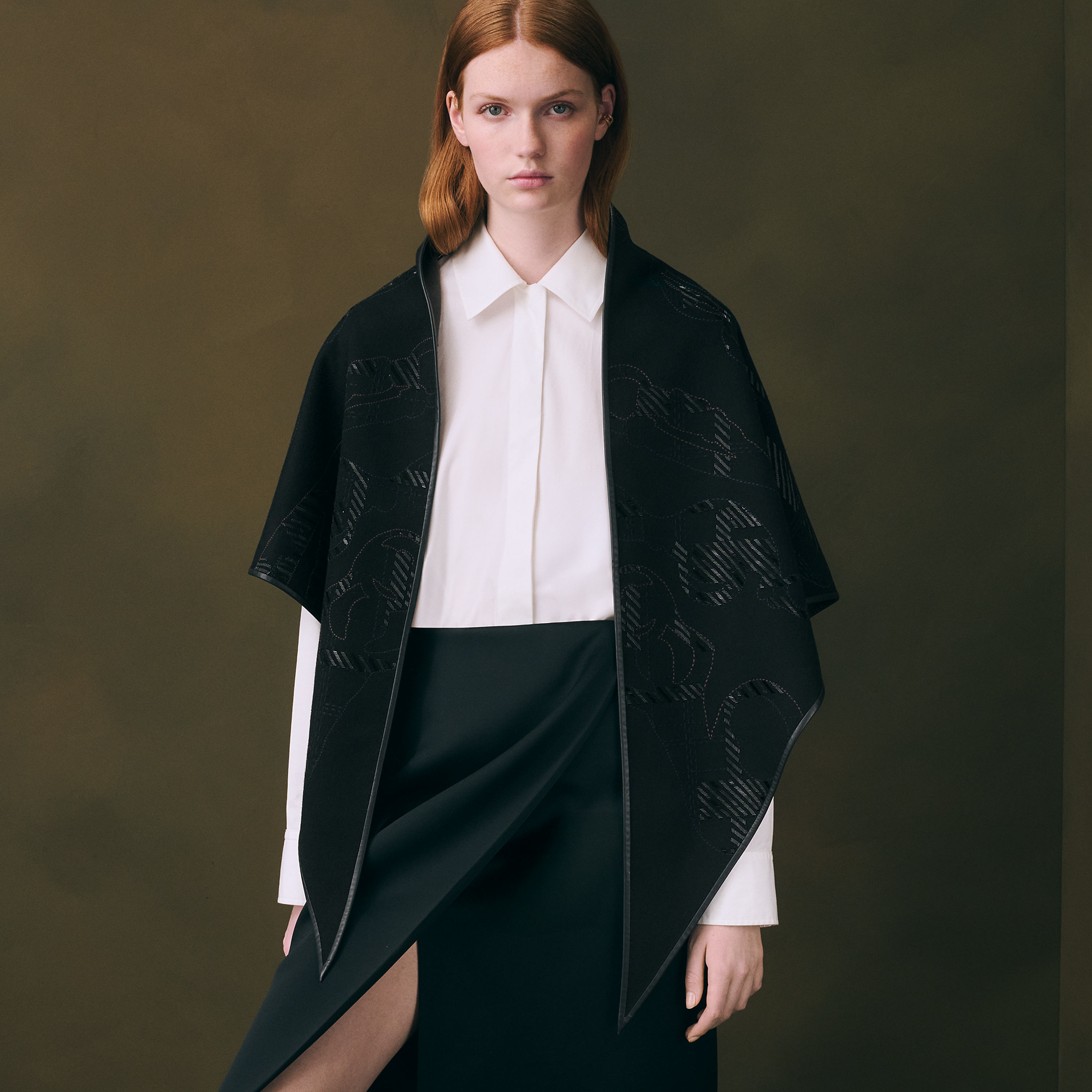 Exceptional embroidered triangle scarf
