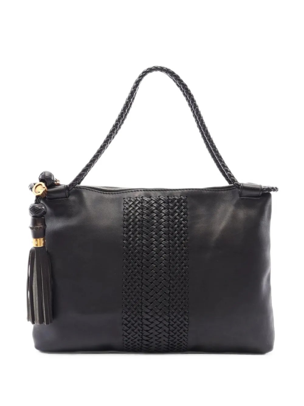 2010s woven tassel tote bag