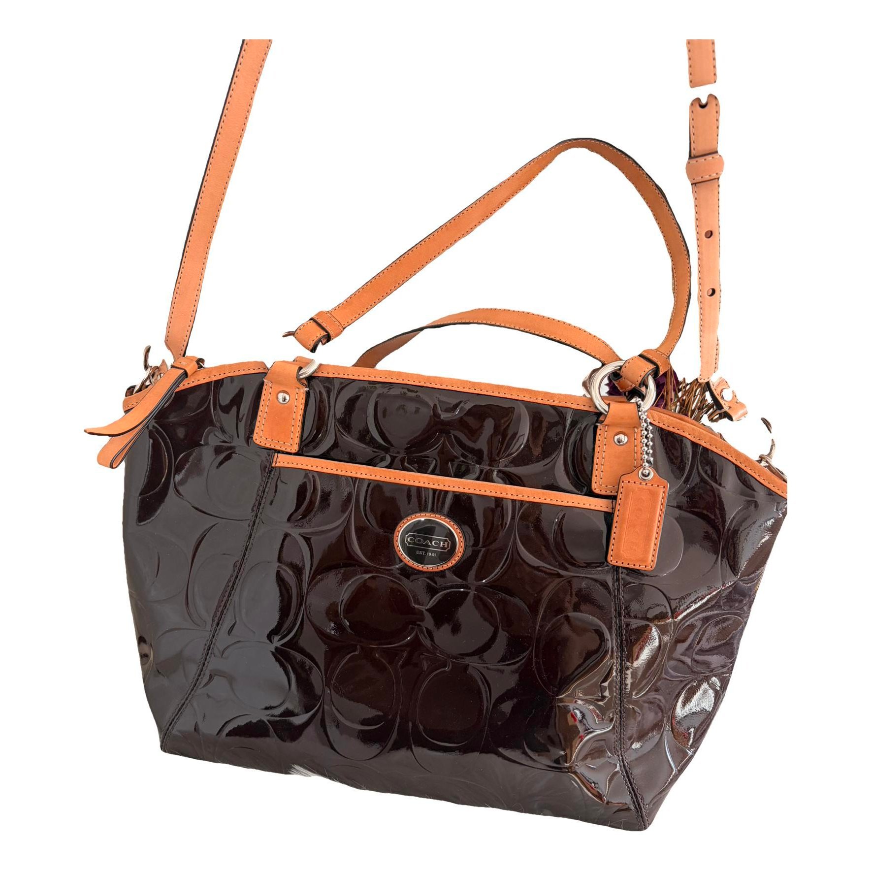 Patent leather handbag