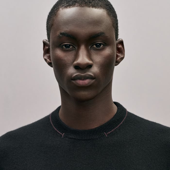 Noir "H Bartack" Crewneck Cashmere Sweater